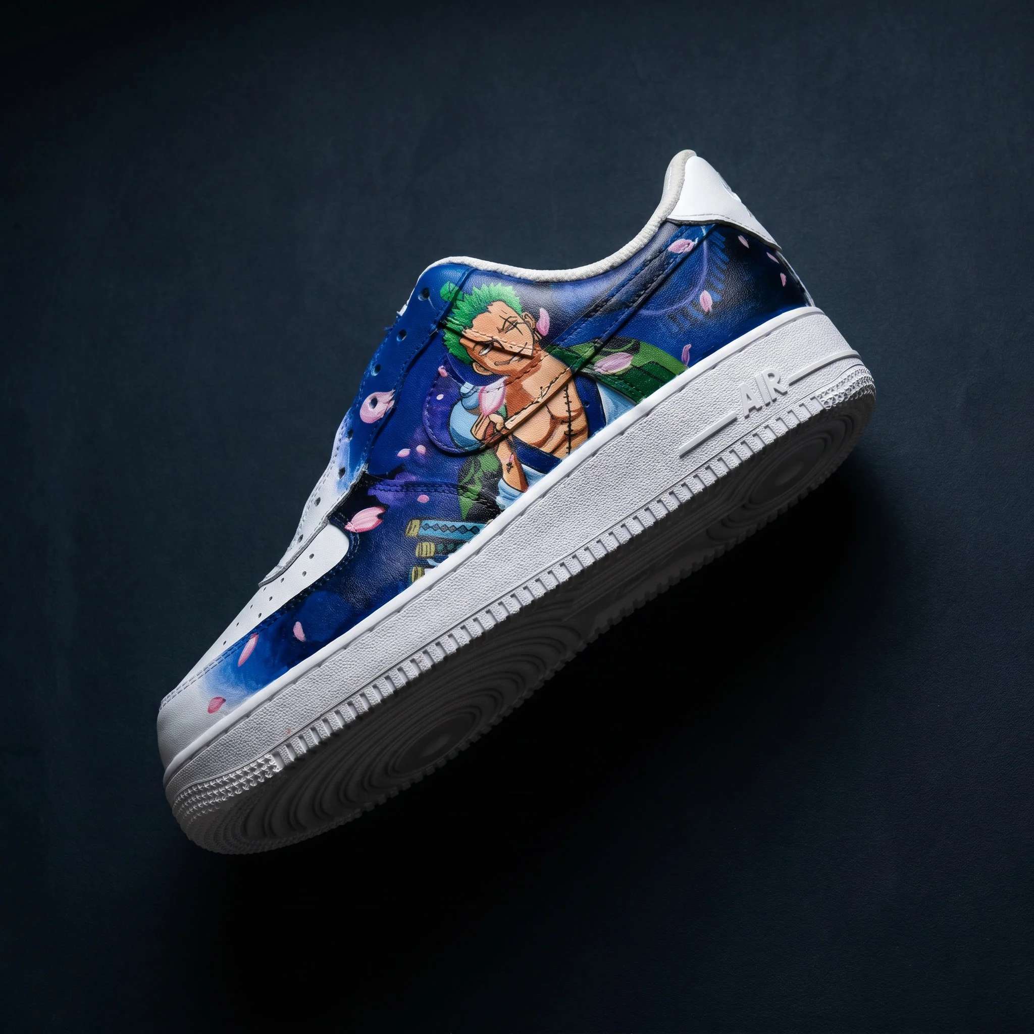 Custom Hand Painted Nike Air Force 1 Roronoa Zoro Sakura Storm