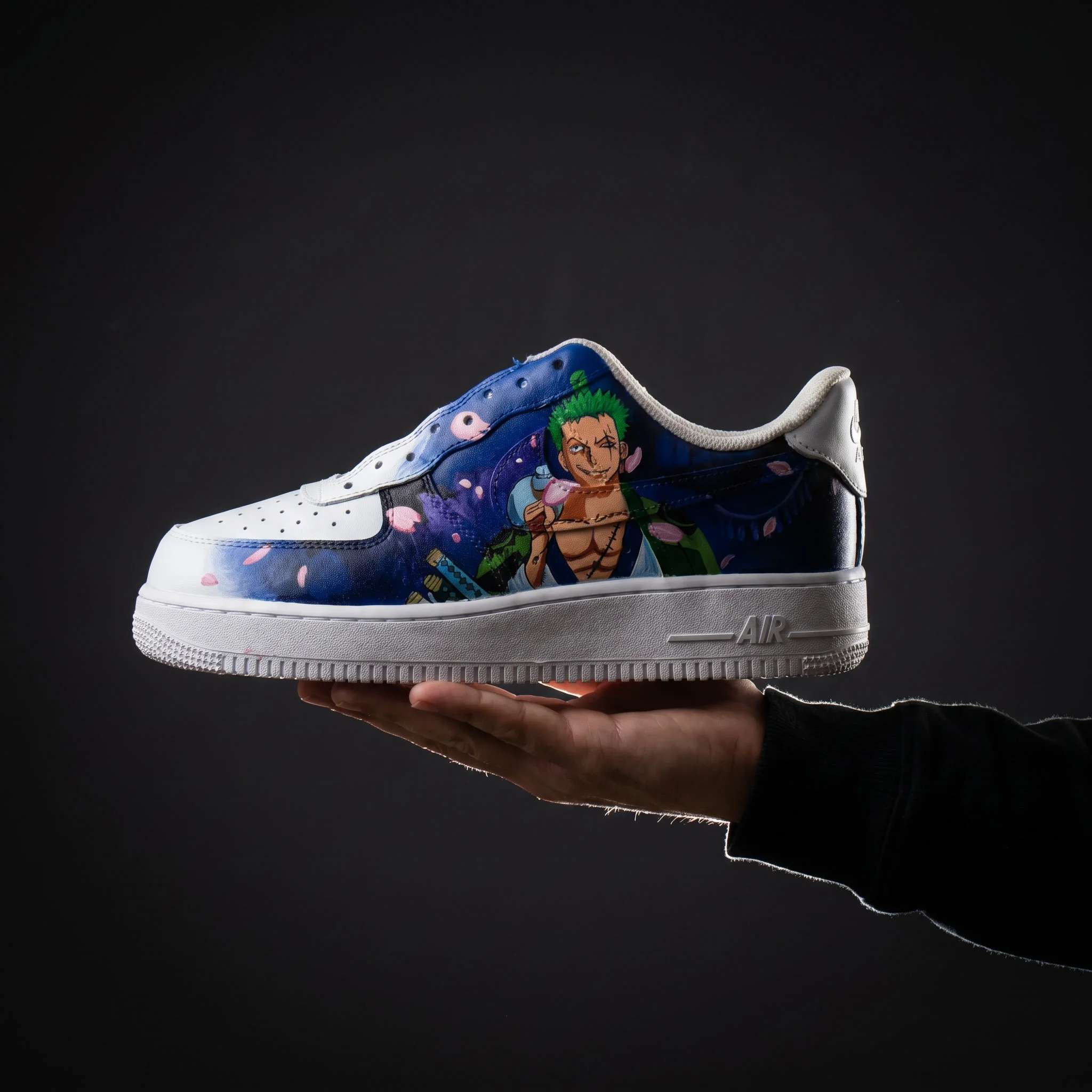 Custom Hand Painted Nike Air Force 1 Roronoa Zoro Sakura Storm